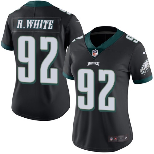 Women's Limited Reggie White Nike Jersey Black - #92 Rush NFL Philadelphia Eagles